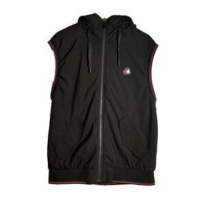 Marwin Sports Men Vest Large L Black Full Zip Hooded Sleeveless Gilet Pockets